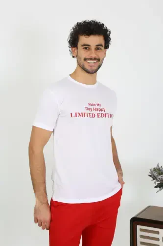 Akbeniz Erkek Kısa Kol Penye Beyaz Pijama Takımı 6846 - 5