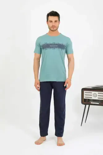 Akbeniz Erkek Pamuk Kısa Kol Pijama Takım SuYeşili 6875 - 3