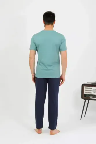 Akbeniz Erkek Pamuk Kısa Kol Pijama Takım SuYeşili 6875 - 6