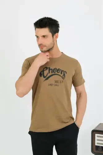 Akbeniz Erkek Pamuk Kısa Kol Pijama Takım Vizon 6875 - AKBENIZ (1)