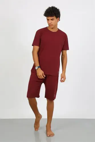 Akbeniz Erkek Pamuk Lakost Alt Üst Kaprili Pijama Takım Bordo 6872 - 2