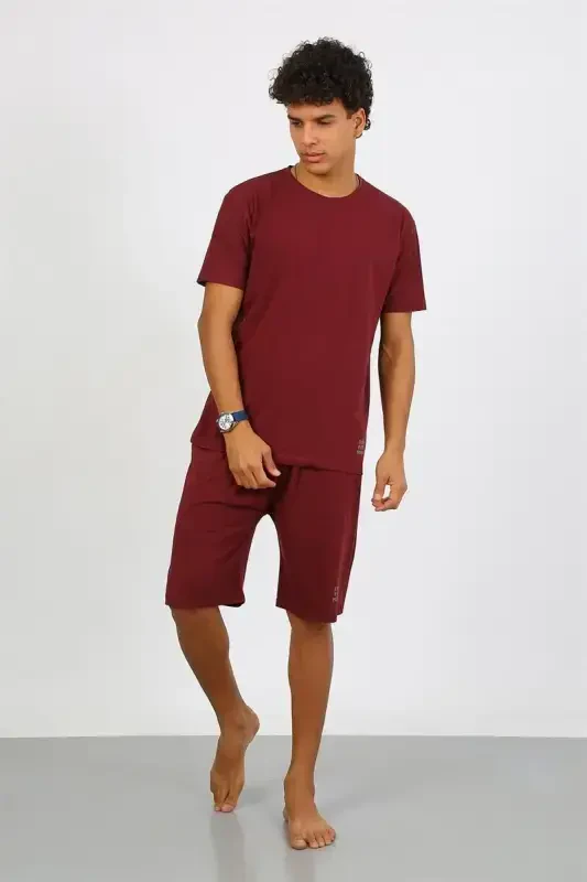 Akbeniz Erkek Pamuk Lakost Alt Üst Kaprili Pijama Takım Bordo 6872 - 2