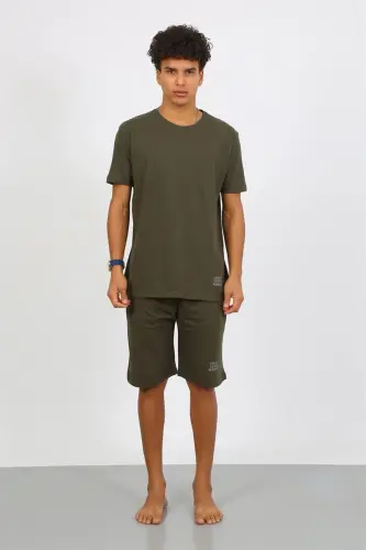 Akbeniz Erkek Pamuk Lakost Alt Üst Kaprili Pijama Takım Haki 6872 - 3