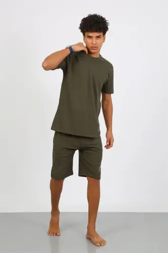 Akbeniz Erkek Pamuk Lakost Alt Üst Kaprili Pijama Takım Haki 6872 - 5