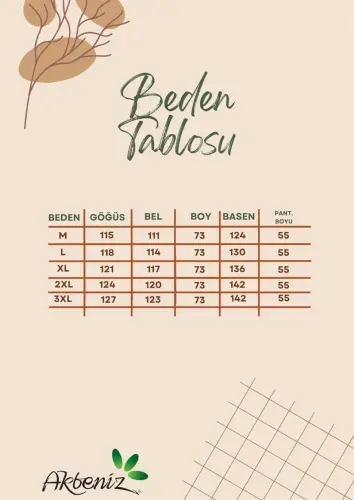 Akbeniz Erkek Pamuk Lakost Alt Üst Kaprili Pijama Takım Haki 6872 - 7