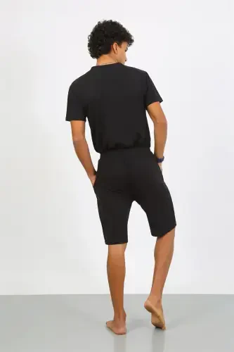 Akbeniz Erkek Pamuk Lakost Alt Üst Kaprili Pijama Takım Siyah 6872 - 5