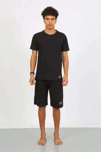 Akbeniz Erkek Pamuk Lakost Alt Üst Kaprili Pijama Takım Siyah 6872 - 8