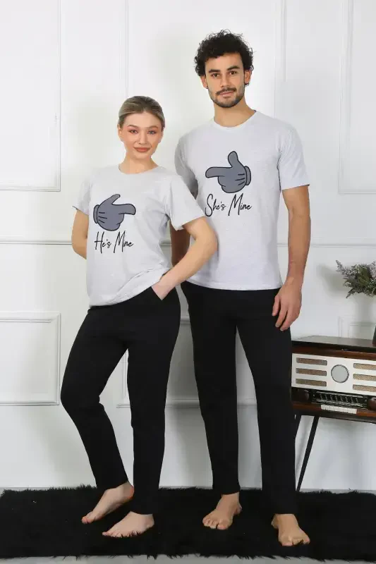 Akbeniz Erkek Pamuk Penye Sevgili Kombini Pijama Takımı Gri 50126 Tek Takım Fiyatıdır - 1