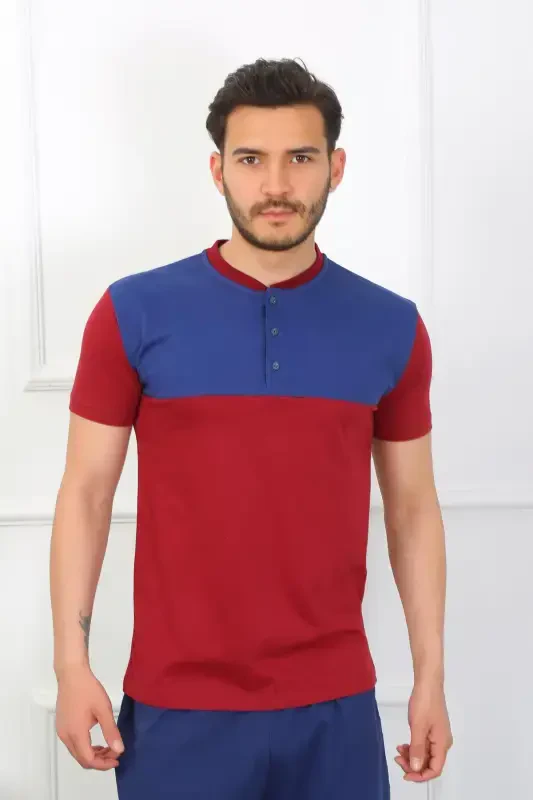 Akbeniz Erkek Penye 3'lü Parlamentmavi Parçalı Pijama Takımı 6823 - 4