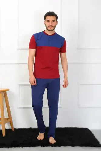 Akbeniz Erkek Penye 3'lü Parlamentmavi Parçalı Pijama Takımı 6823 - 8