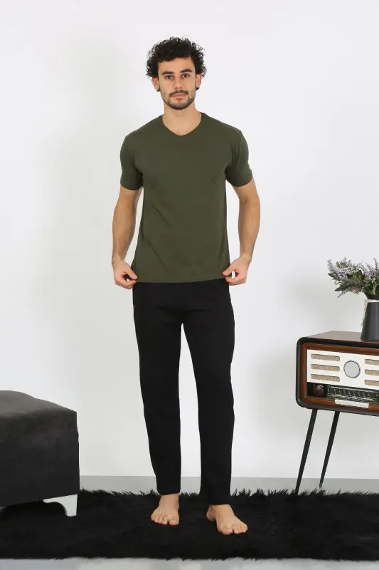 Akbeniz Erkek Penye Haki 3'lü Pijama Takımı 6848 - 9