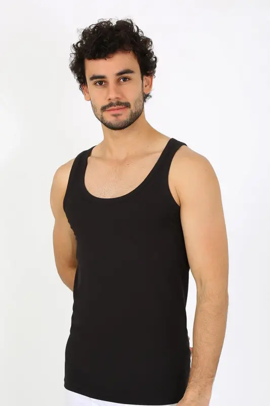 Akbeniz Erkek Penye Siyah Atlet 6566 - 2