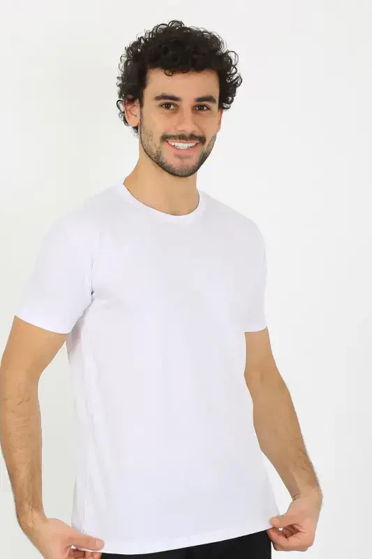 Akbeniz Erkek Sıfır Yaka Beyaz Penye Atlet 6567 - 5