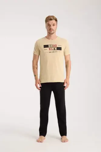 Akbeniz Erkek Ten Rengi Kısa Kol Pijama Takımı - 5