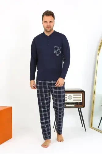 Akbeniz Erkek Uzun Kol Penye Lacivert Pijama Takımı 6861 - 7