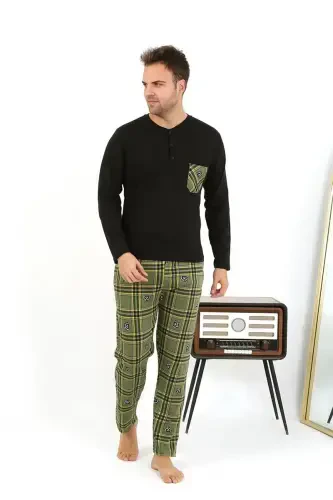Akbeniz Erkek Uzun Kol Penye Siyah Pijama Takımı 6861 - 4