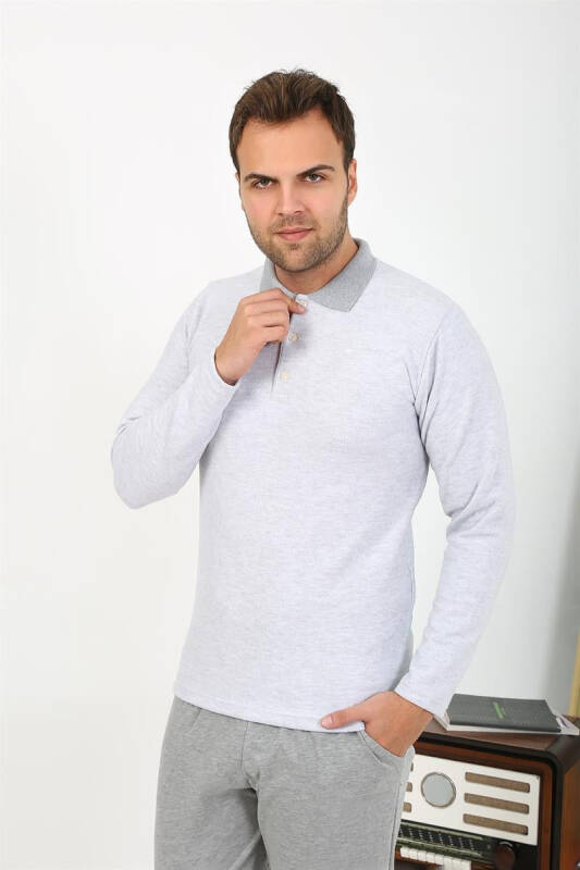 Akbeniz Erkek Uzun Kol Penye Tek Üst Pijama Tshırt 6871 Gri - 2