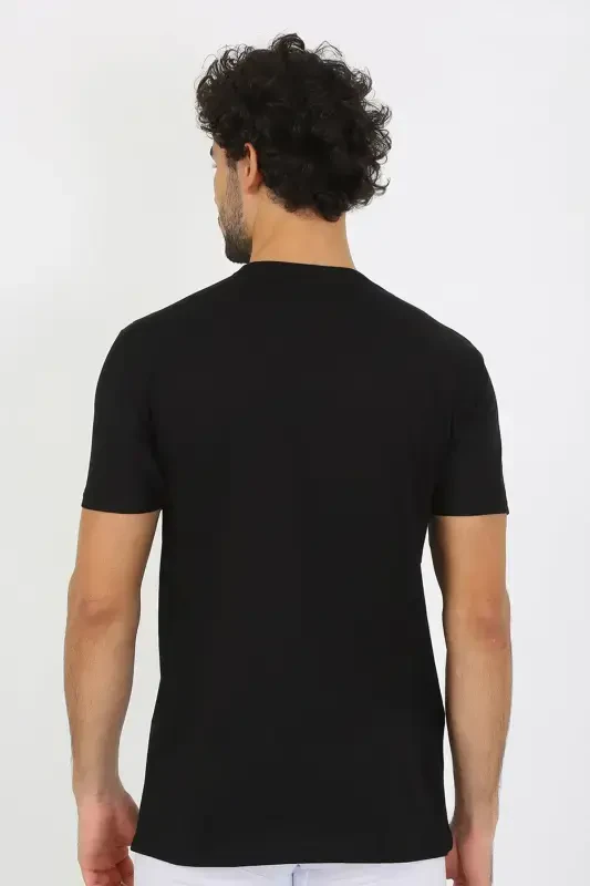 Akbeniz Erkek V Yaka Siyah Penye Atlet 6560 - 6