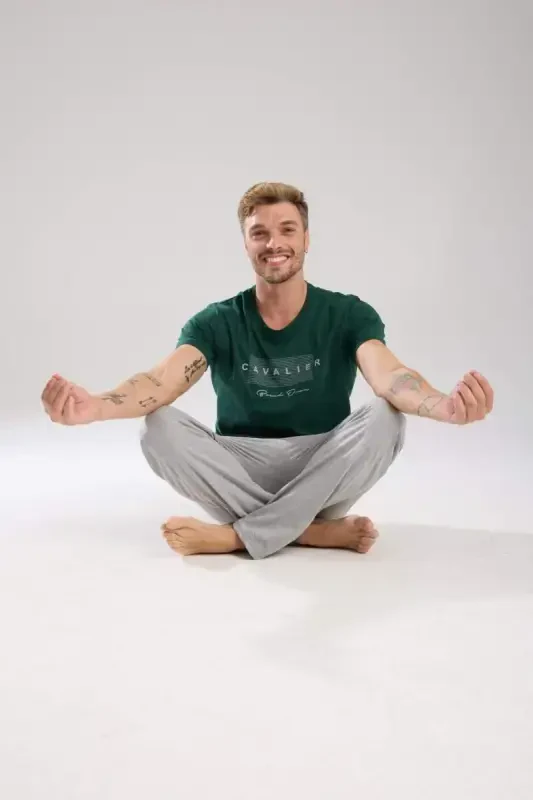 Akbeniz Erkek Yeşil Kısa Kol Pijama Takımı - 4