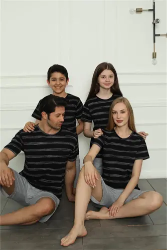 Akbeniz Family Combed Cotton Short Pajamas Set (father - son) 50115 Sold Separately. Prices are Different - 1