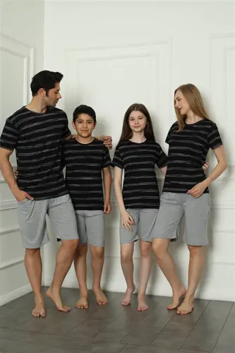 Akbeniz Family Combed Cotton Short Pajamas Set (father - son) 50115 Sold Separately. Prices are Different - 2