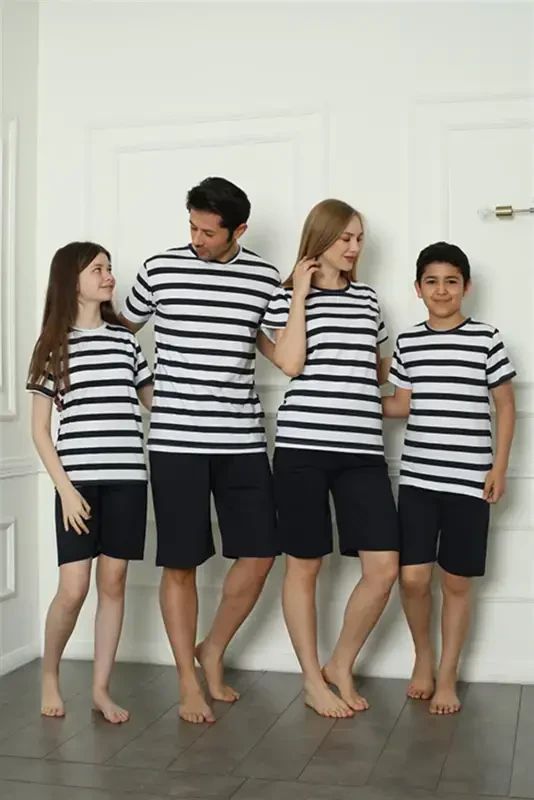 Akbeniz Family Cotton Short Pajamas Set (father - son) 50116 Sold Separately. Prices are Different - AKBENIZ