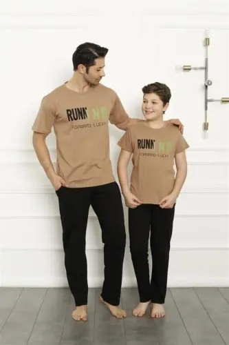 Akbeniz Father Son Beige Family Pajamas Set Sold Separately 50102 - AKBENIZ (1)