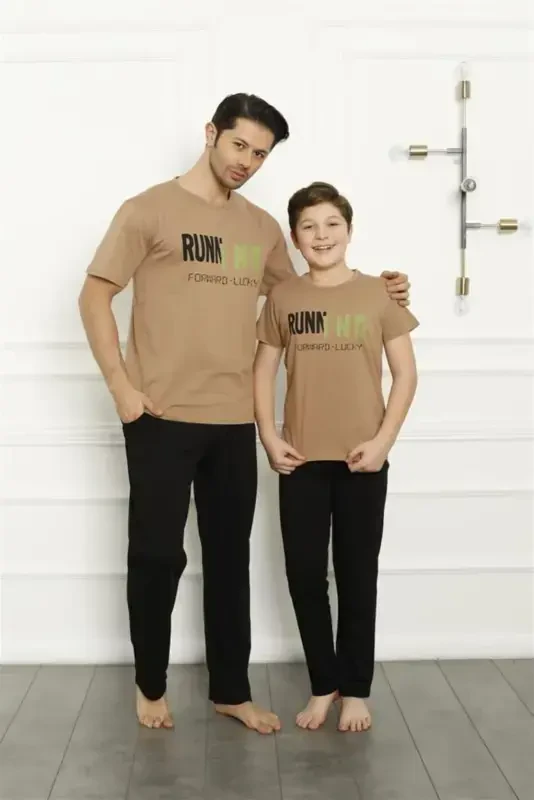 Akbeniz Father Son Beige Family Pajamas Set Sold Separately 50102 - 1