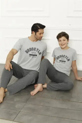 Akbeniz Father Son Gray Family Pajamas Set Sold Separately 50102 - AKBENIZ (1)