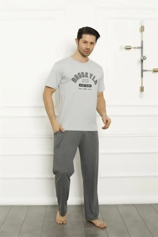 Akbeniz Father Son Gray Family Pajamas Set Sold Separately 50102 - 6