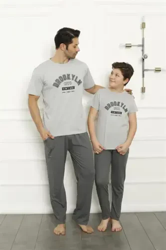 Akbeniz Father Son Gray Family Pajamas Set Sold Separately 50102 - 1