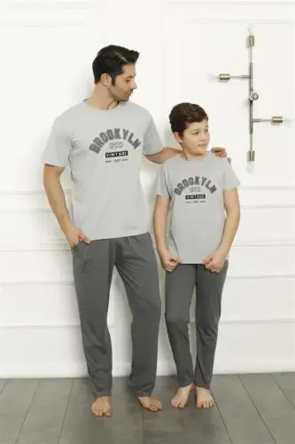 Akbeniz Father Son Gray Family Pajamas Set Sold Separately 50102 - 3