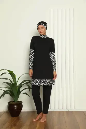 Akbeniz Full Coverage Digital Patterned Swimsuit 31039 - 2
