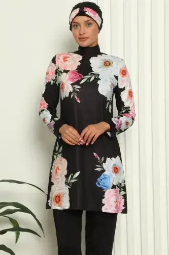 Akbeniz Full Coverage Digital Patterned Swimsuit 31045 - 1