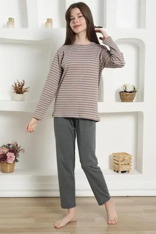 Akbeniz Girl Kids Knitted Pajamas Set 20424 - 2