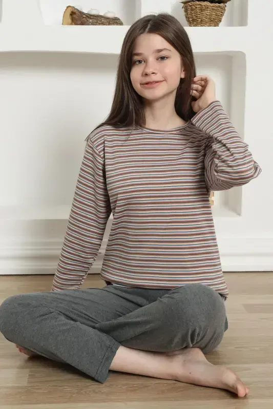 Akbeniz Girl Kids Knitted Pajamas Set 20424 - 3