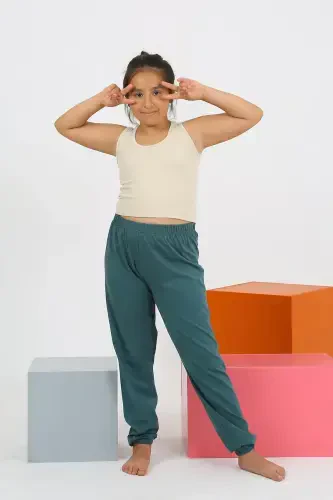 Akbeniz Girls Sleeveless Skin-Colored Cotton Pajamas Set 20433 - 3