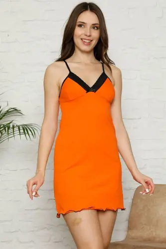 Akbeniz İp Askılı Penye Gecelik 395 - 1