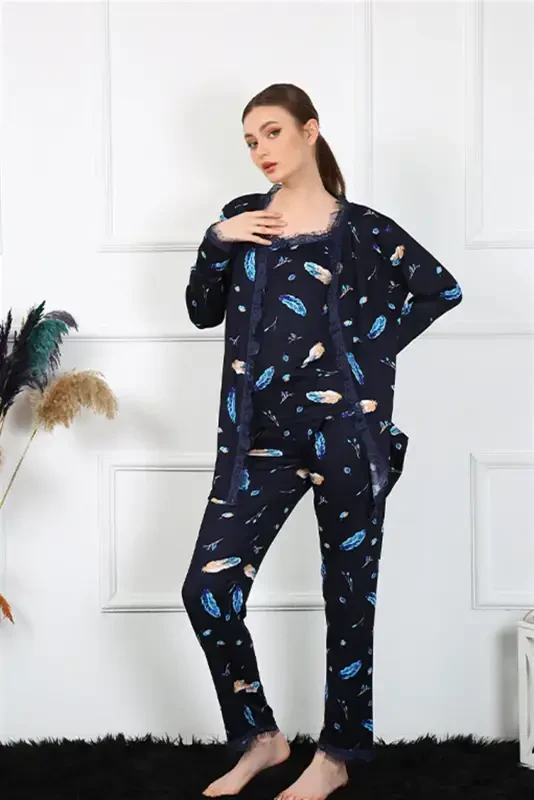 Akbeniz Kadın 3'lü Sabahlık Takım 16105 - 2