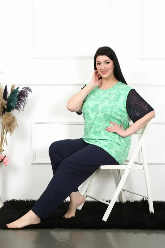 Akbeniz Kadın 5XL-6XL-7XL-8XL Büyük Beden Kısa Kol Pijama Takım 75004 - 2