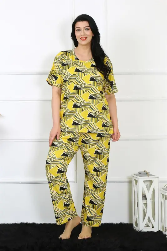 Akbeniz Kadın 5XL-6XL-7XL-8XL Büyük Beden Kısa Kol Pijama Takım 75007 - 1