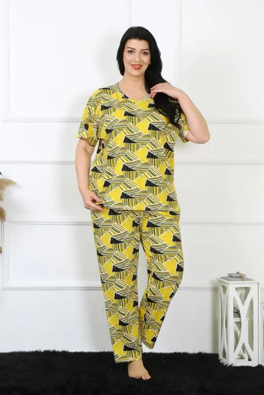 Akbeniz Kadın 5XL-6XL-7XL-8XL Büyük Beden Kısa Kol Pijama Takım 75007 - 2