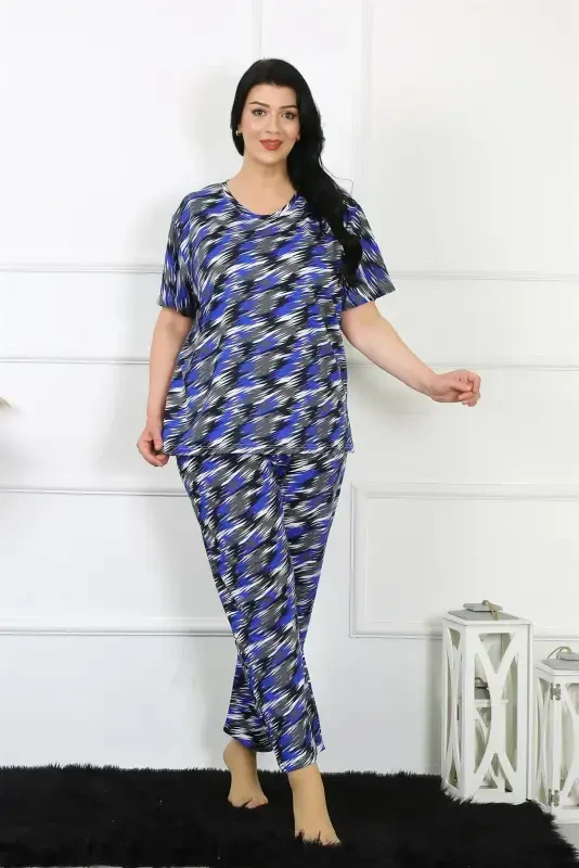Akbeniz Kadın 5XL-6XL-7XL-8XL Büyük Beden Kısa Kol Pijama Takım 75010 - 2