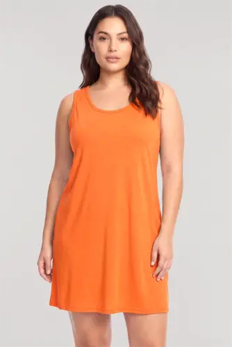 Akbeniz Women's Basic Plus Size Nightgown - Orange - 1