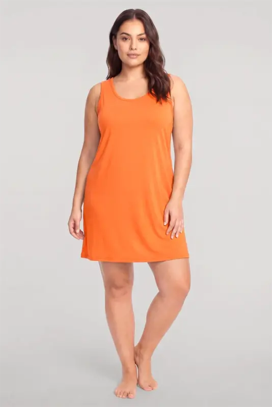 Akbeniz Women's Basic Plus Size Nightgown - Orange - 2