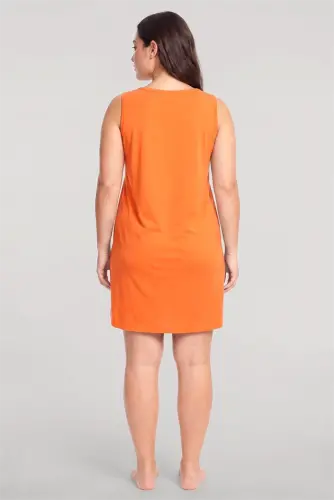 Akbeniz Women's Basic Plus Size Nightgown - Orange - 4