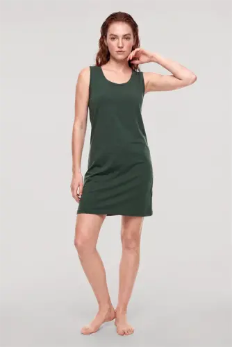 Akbeniz Women's Basic Nightgown - Khaki - 1