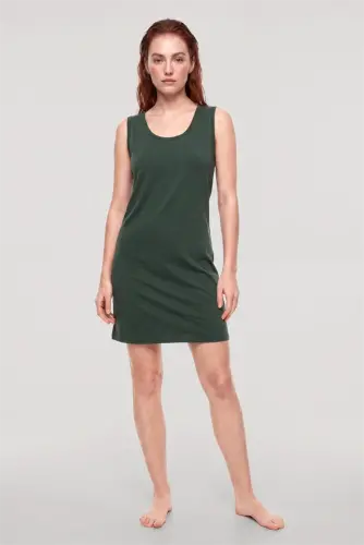 Akbeniz Women's Basic Nightgown - Khaki - 3
