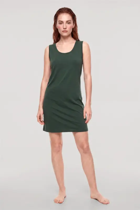 Akbeniz Women's Basic Nightgown - Khaki - 3