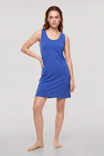 Akbeniz Women's Basic Nightgown - Sax Blue - 1